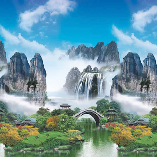 山水卷帘